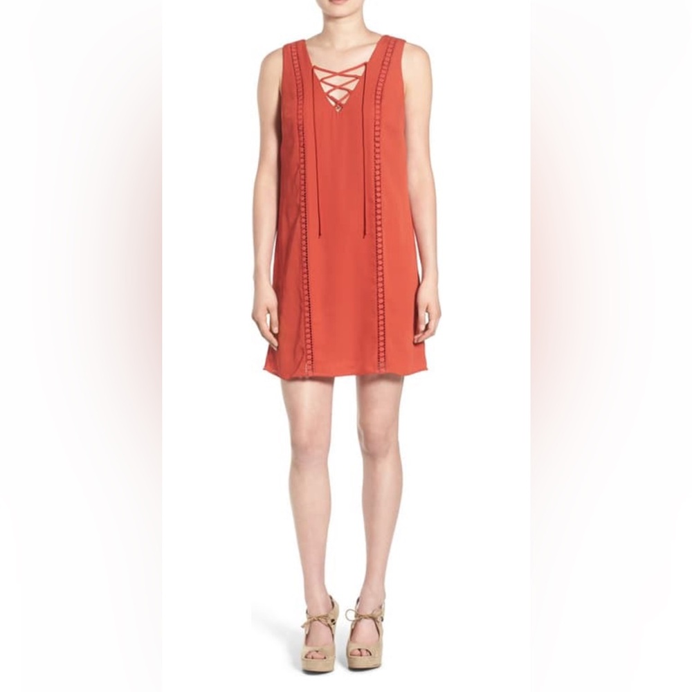 Way-In Lace-Up Sleeveless Shift Dress Size Small